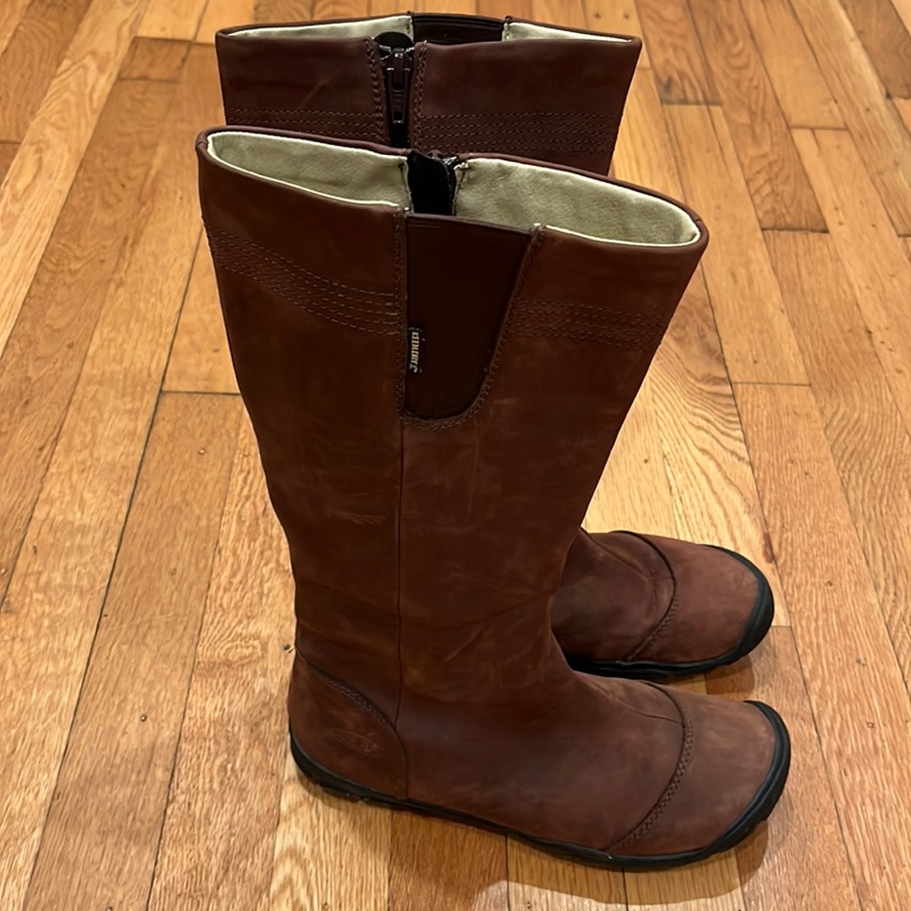Keen Women’s Brown Delaney 1009589 Leather Mid-Calf Zip Boots Size 6.5